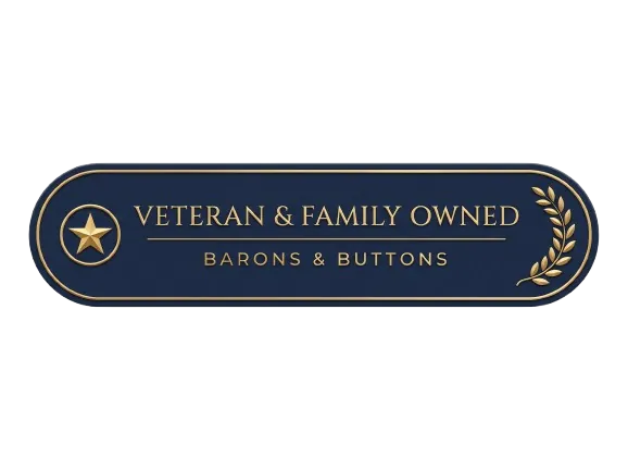 Veteran and family owned business badge — Barons and Buttons