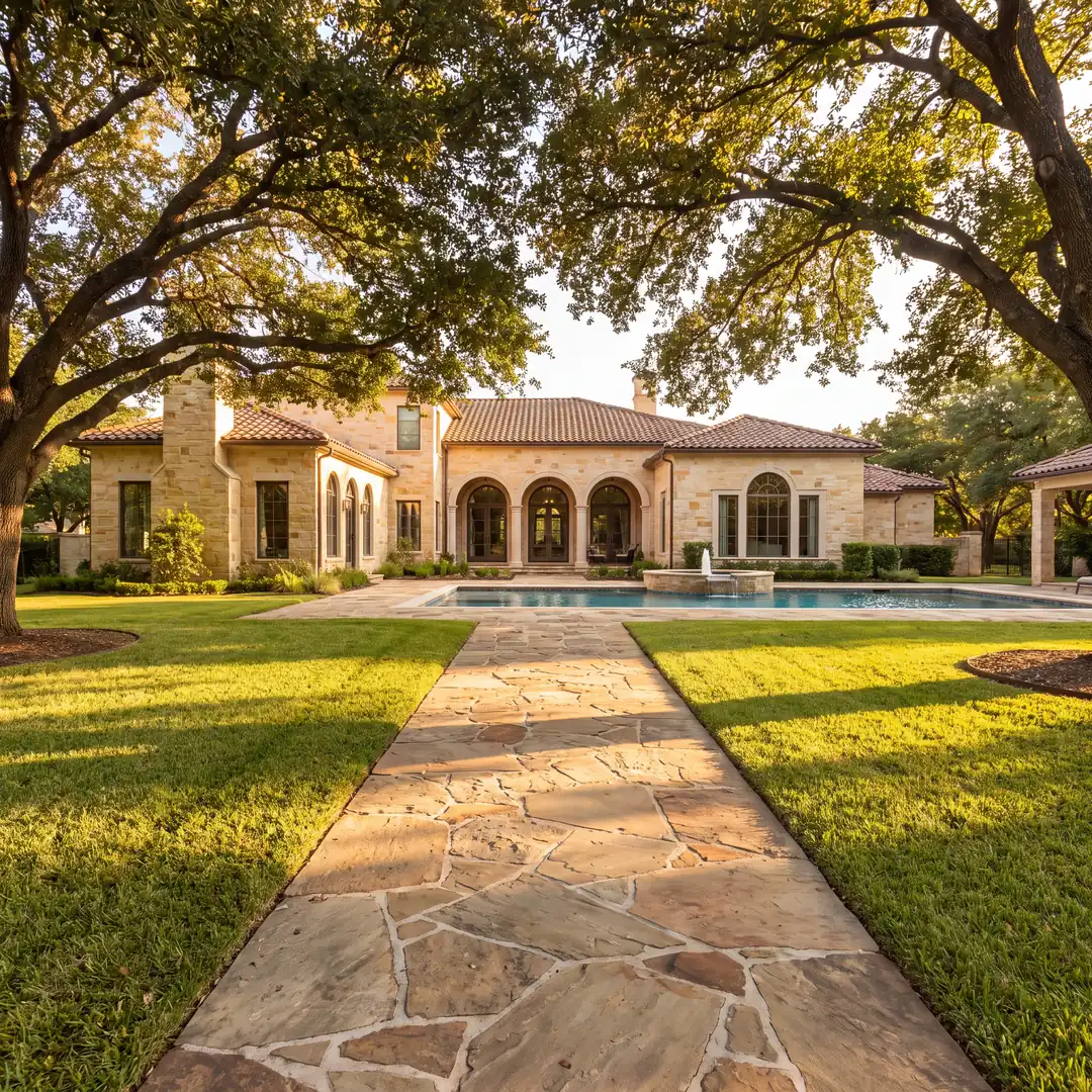 Luxury San Antonio backyard pool with pristine water and a refined home exterior